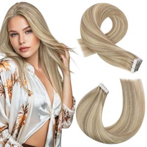 Extensions de cheveux vierges naturelles à bandes adhésives pour femmes, invisibles et résistantes, avec bandes adhésives régulières, lisses et ondulées, double trame, fabriquées à la machine - Product Image 6