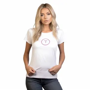 Camiseta de desenho animado feminina de manga curta com estampa personalizada de algodão causal serviço OEM para promoção