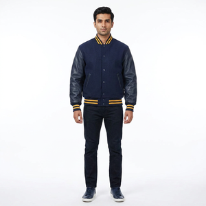 Fully Customized Winter Men's Varsity Jacket Stand Collar Front Logo Lightweight Windproof Breathable Eco-Friendly 100% Cotton - Product Image 1