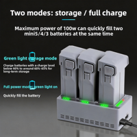 Hub Pengisian Daya Cepat 100W 3-Port untuk DJI Mini 4 Pro/3/3 Pro Drone Bahan ABS Portabel Aman Tahan Lama Pengisian Cepat