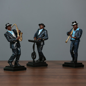 Figuras de Resina Personalizadas de Banda de <span class=keywords><strong>Jazz</strong></span>, Juego de 3 Estatuas de Músicos Afroamericanos para Decoración de Bar en Casa - Product Image 5