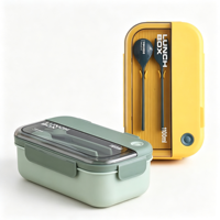Boîte à lunch portable rectangulaire de 1100 ml, type bento pour adultes, sans BPA, étanche, avec compartiments, nouvelle collection, vente chaude