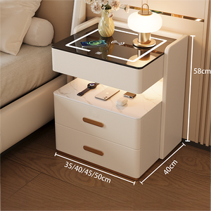 Mesa de Noche Multifuncional para Dormitorio, Equipada con Carga Inalámbrica y Luz LED Inteligente Ajustable de Tres Colores - Product Image 2