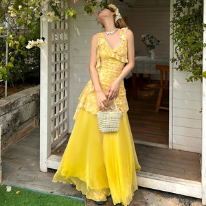Ensemble deux pièces robe et jupe à imprimé floral pastoral français pour femme, motif irrégulier, tenue décontractée estivale et fraîche - Product Image 3