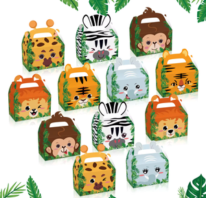 Cajas de Regalo de Papel con Diseño de Animales de la Selva, 12 Piezas, Cajas de Papel para Pasteles con Diseño de Doble Cara para Regalos de Fiesta de Animales de Peluche, Safari - Product Image 2