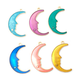 Accesorios de joyería Coreana de alta calidad, abalorio de aleación de estrella de Luna brillante de aceite de goteo con bonita estrella de media luna al por mayor - Product Image 5
