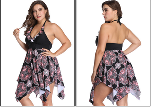 Traje de <span class=keywords><strong>Baño</strong></span> Tankini de Talla Grande, Conjunto de <span class=keywords><strong>Dos</strong></span> Piezas con Estampado para Mujer, Talla 6XL, para <span class=keywords><strong>Senos</strong></span> Grandes, Traje de <span class=keywords><strong>Baño</strong></span> Halter, Ropa de Playa - Product Image 2
