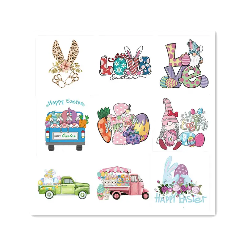 Happy Easter Day offset plastisol screen print dtf heat transfers t shirts designs printing heat transfer sticker for clothing