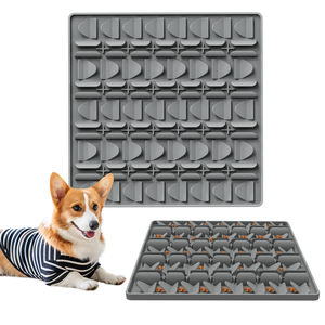 Tapete de Silicona Moderno para Alimentación de Mascotas, Rectangular, con Patrón Geométrico, Antideslizante, Impermeable, Lavable, Interactivo para Perros y Gatos - Product Image 1
