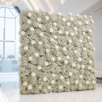 Mur de fleurs artificielles en soie Baby Breath, toile de fond 8ft x 8ft personnalisable, décoration de luxe 5D pour célébrations de mariage