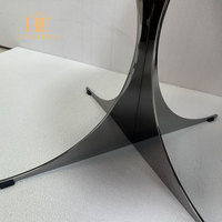 Meja Kopi Minimalis Modern dari Baja Tahan Karat Titanium Hitam dengan Cermin Solid, Meja Kecil Bergaya dan Dapat Dipindahkan