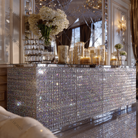 Meuble TV moderne de luxe avec miroir en cristal et diamant Meuble de salon ajustable en bois et MDF pour la chambre à coucher de la maison ou de l'hôtel