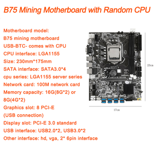 Placa base B75 LGA1155, 8 x PCIE a USB, compatible con 2 x DDR3 B75 - Product Image 6
