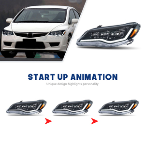HCOMTIONZ LED Faros delanteros para <span class=keywords><strong>Honda</strong></span> <span class=keywords><strong>Civic</strong></span> 2006-2011 8ª generación FD2 FD3 Sedán / Tipo <span class=keywords><strong>R</strong></span> Start UP Animación DRL coche faro - Product Image 5