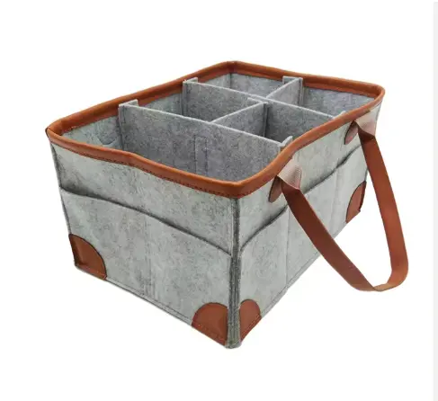 Caddy personnalisé grand espace double couleurs sac en feutre porte-bonheur pliable organisateur sac à couches sac à couches en feutre