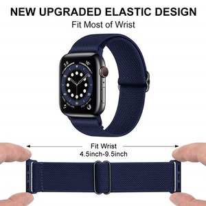 Untuk Apple Watch 45Mm 44Mm 42Mm 41Mm 40Mm 38Mm Solo <span class=keywords><strong>Loop</strong></span> Adjustable Gelang Scrunchie Elastis Nylon Watch Strap - Product Image 4