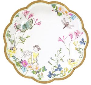 Factory Direct 9 Inches Modern Style FOIL Fairy Paper <b>Plates</b> Girls Floral Birthday Disposable Tableware Hot Selling Scalloped - Product Image 4