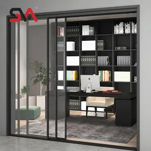 Moderne Interieur Balkon Gesynchroniseerd Frame Dubbele Badkamer Houten Soft Closing Roller Systeem Douche Schuifdeur Hardware