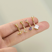 Anneau de nombril en or massif 14K 10K 9K, bijoux de piercing au nombril, avec pendentif papillon et infini en zircon cubique, barbell incurvé, vente en gros