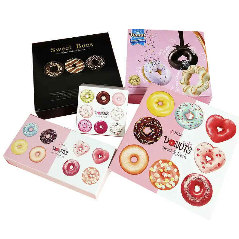 Großhandel Custom Logo Lebensmittel qualität Papier Mochi Donut Box Verpackung Fast Food Faltbare Lieferung Cookie Boxen