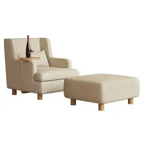 Modern Leisure Sofa Chair Luxury Furniture Wide Wingback Living Room Chair Furniture Cotton Linen Fabric Solid Wood Lounge Chair