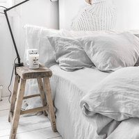 Parure de lit quatre pièces en coton/polyester 100 % couleur unie, vente en gros, style lin français naturel, housse de couette 400TC