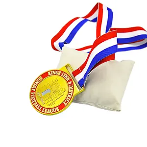 Marathon Race Gold Soccer/Medalla de fútbol personalizado impreso redondo chapado en oro recuerdo para regalo temático deportivo