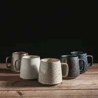 Tasse en céramique rétro créative japonaise de 350 ml, tasse à thé de bureau, tasse à café, tasse à lait pour le petit-déjeuner, tasse à eau pour la cuisine domestique