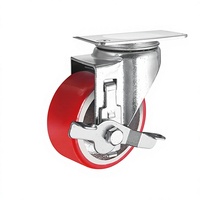 Roues pivotantes à frein en PU à âme en fer, résistantes aux températures élevées/basses, de taille moyenne, à haute capacité de charge, pour chariots de boulangerie et de durcissement