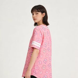 Jersey Baseball Wanita Warna Pink Nyaman Ringan Ukuran Besar Bernapas Cepat Kering untuk Aktivitas Permainan Bola Musim Panas - Product Image 5