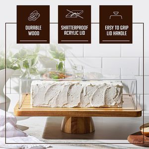 Solid Wood <strong>Cake</strong> <strong>Stand</strong> Rectangular Acacia Wood with Acrylic Top Cover Multi-functional Home Decor Wooden <strong>Cake</strong> <strong>Stand</strong> - Product Image 3