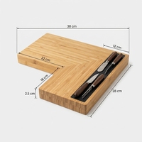 Ensemble de planches à fromage en bambou en forme de L unique avec porte-outils magnétique, plateau à charcuterie professionnel avec 4 couteaux