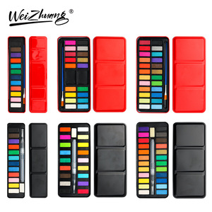 12/18/24 Màu Bộ màu nước cầm tay Bộ màu nước rắn Bộ sơn màu nước kèm cọ vẽ Hộp sắt để vẽ tranh - Product Image 1