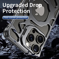 Coque magnétique en alliage d'aluminium sans bords pour iPhone 16 14 15 17 Pro Max 17 Pro avec support d'objectif, dissipation thermique en métal, antichoc