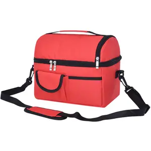 أكياس مخصصة بشعار حافظ على الحرارة طازجة معزولة مزدوجة ، حقيبة حمل مبردة لتوصيل الطعام حقيبة ظهر