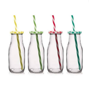 300ml 10oz rõ ràng chai thủy tinh cho Cold brew cà phê sữa nước trái cây với vít nắp có nắp đậy và rơm cho uống - Product Image 1