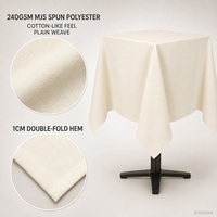 Nappe carrée tissée ivoire en gros, 240 GSM, polyester filé MJS, réutilisable, durable, lavable, pour usage commercial, hôtels, restaurants, mariages