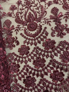 Fashion Allover Embroidery Beaded Tulle Fabric/ Heavy Machine Beaded Sequin Embroidered Lace Fabric for Party Dress or Bridal - Product Image 4