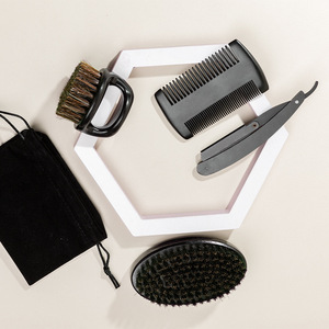 Wanmei Shaving <b>Set</b> 4 Piece Stainless Steel <b>Razor</b> Brush Comb Men Grooming Kit Black - Product Image 3