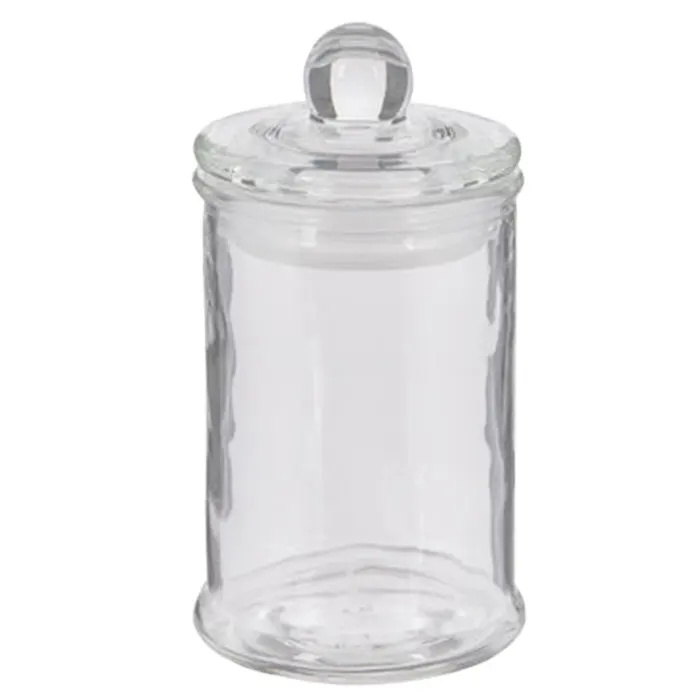 Made of a clear topped with a domed Glass Bell Jar for housing candy and baked goods