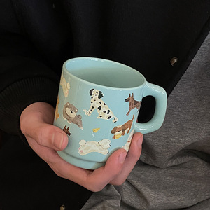 Personalized Blue <b>Ceramic</b> <b>Mug</b> Stacking Coffee <b>Mugs</b> Custom logo Printed - Product Image 1