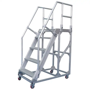 Plateforme de sécurité mobile d'usine en vente directe, escalier en aluminium avec main courante, plateforme de travail, échelle à roulettes et verrous - Product Image 4