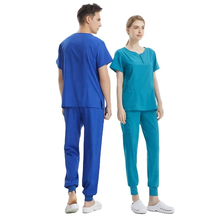 Modische Krankenhaus Polyester Rayon Elasthan Jogger Unisex Peeling-Sets Chirurgische Uniform individuelle Peeling-Sets Krankenschwesterpflege-Set
