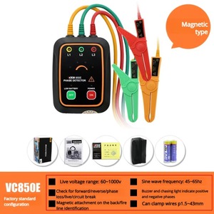Compteur de phase triphasé et indicateur de séquence de phase AC Shengli VC850, testeur de séquence de phase - Product Image 6