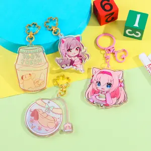 Großhandel benutzer definierte doppelseitige personal isierte machen klares Logo Epoxidharz Acryl Charm Anime Holo graphic Acryl Schlüssel bund