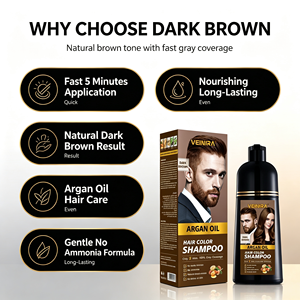 Champú Profesional para el Cabello con Aceite de Argán de Calidad de Salón, Coloración Rápida en 5 Minutos, Anti-Manchas, Tinte Duradero para el Cabello Marrón Oscuro - Product Image 4