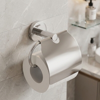 Porte-papier toilette mural en alliage de zinc robuste, anti-poussière, finition argent brossé, pour salle de bain d'hôtel de luxe