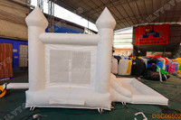 Château Gonflable Blanc Luxe Léger avec Toboggan, Location pour Mariages et Fêtes, Combo Maison de Rebond pour Enfants, Événements Extérieurs