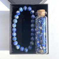 Bracelet en perles de cristal naturel de 8 mm, ensemble bouteille à vœux et boîte cadeau avec éclats de guérison, cadeau unisexe pour le yoga et la spiritualité, pour la vente en gros