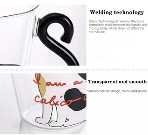 Desenhos animados Gato Forma Copo De Leite De Vidro 250MLHeat Resistente Alta Borosilicato Copo De Café Com Alça Home Office Café Da Manhã Caneca - Product Image 2